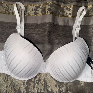 Coobie White Bra with Gray Stripes